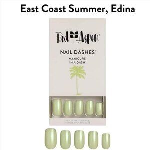 NEW 𝙍𝙚𝙙 𝘼𝙨𝙥𝙚𝙣 Press-On Nail Green Medium Square East Coast Summer Edina
